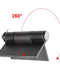 2 Pack Beefy Weldable Hinges Heavy Duty Steel Weld-On Butt Hinges For Trailer Ramp Door Garage Gate 6-1/2 By 5 Inches 5 Mm Thick 440 Lb Per Pair 260 Degree Rotation No Noise, showing 260-degree rotation diagram