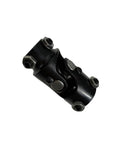 Rattling Free Universal 36 Inch Steering Shaft Support Kit With Solid Steel 3/4 In Double D Shaft And Three Black U Joints close-up view.