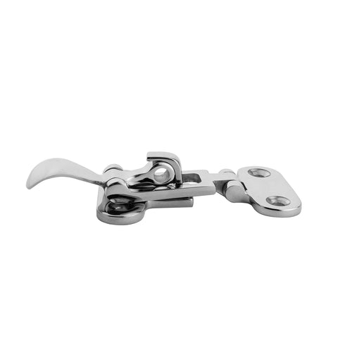 Side view of 316 Stainless Steel Boat No-Rattle Locking Latch, Hold-Down Clamp for Marine Hatch Hardware, rust-resistant, durable.