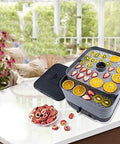 No Sweat Digital Food Dehydrator With Roomy Stackable Trays And Dead Easy Heat Controls for preserving dried fruits on countertop.