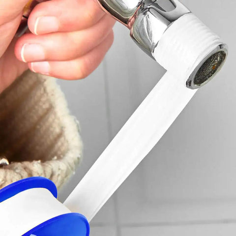 Applying 30 Pack One Half Inch Teflon Tape Industrial Thread Seal Tapes For Plumbing Waterproof Seals 394 Inch Each Roll Perfect For Plumbers And DIY Projects On Threaded Pipes to a metal sink fitting