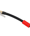 Extended Reach Tire Inflator Extension Hose 16Cm M6 External Thread Quick Connect with black tube and red connector.