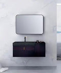 Dope Black Metal Frame Rectangular Vanity Mirror 30 By 36 Inch Wall Mount for Bathroom Copper Free Silver Glass shown above sink