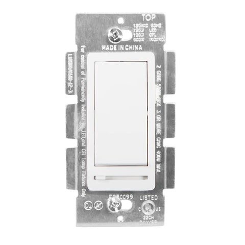 LED Slide Dimmer Rocker Switch For 3-Way And Single Pole, No Fuss Dimming, Easy Install, Up To 600W Incandescent And 150W LED CFL, White