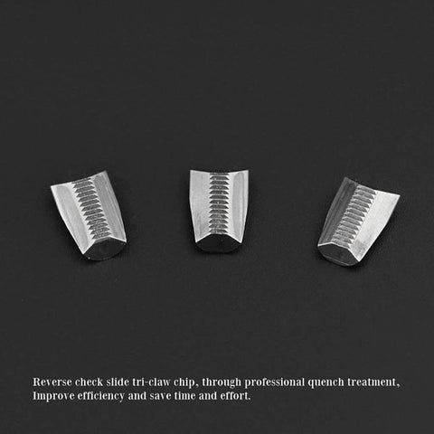 Three Piece Special Claw Set For Pneumatic And Hydraulic Rivet Guns Durable Replacement Riveter Claws displayed on black background