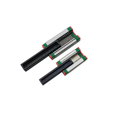 Miniature Linear Guide Rail System MGN7C Carriage 80mm, Smooth Glide, shown top and side views
