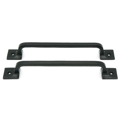 Black Cast Iron Pull Handles 9 Inch Square Base Set Of 2 Durable Powder Coated Finish For Cabinet Doors Gates Barn Doors And Interior Exterior Use