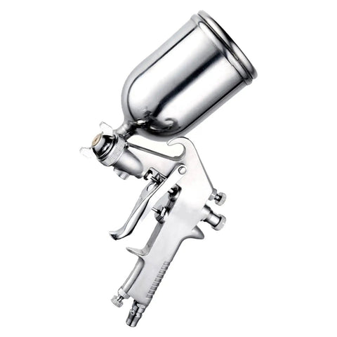 High Output Pneumatic Paint Sprayer Featuring 400 Ml Top Cup Air Spray Gun, silver alloy paint sprayer with cup, ideal for DIY projects.