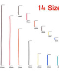560 Piece Jumper Wire Kit With 14 Lengths Of Assorted Preformed Breadboard Wires, shown in 14 different sizes and colors.