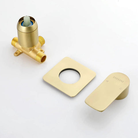 Wall Mount Waterfall Tub Faucet With Extra Long Spout, High Flow Bath Filler, Brushed Gold Finish, Rough-In Valve Trim Kit