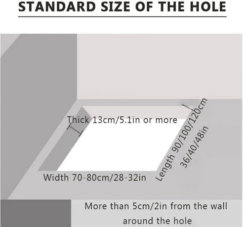 Standard size measurement diagram for Heavy Duty Fully Automatic Telescopic Loft Ladder Wall Mounted Attic Stairs.