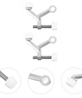 Heavy Duty Zinc Alloy Door Stopper Set Two Pack Anti Pinch Wall Protectors shown with close-up details of grips and mounting holes