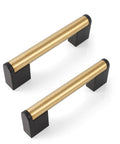 Gold And Black Cabinet Handles Pack Of 10 Slick Brushed Brass Look Drawer Pulls For Kitchen Bath And Bedroom Furniture