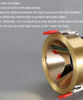 Close-up of Slick Brass Led Recessed Lighting Kit 9 Pack Baffle Trim showcasing anti-glare design and adjustable trim.