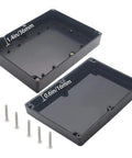 Heavy Duty IP67 Waterproof Junction Box Made From Tough ABS Plastic Electronic Enclosure For DIY Electrical Tasks Indoor Or Outdoor Black Case With Smooth Rubber Seal For No Sweat Installation All Day Long, showing two sizes and included screws.