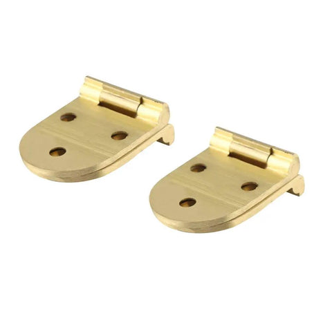 Copper Table Hinge Folding Tray 8x3cm Round Flip Mechanism With Slick Silent Motion Gold Finish, two hinges on white background