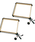 Heavy Duty Quick Release Strap Clamps For Woodworking Badass Adjustable Band Clamp Kit With 13 Foot Belt For Cabinet Assembly No Sweat Operation Pack Of Two displaying two square clamps with wooden frames.