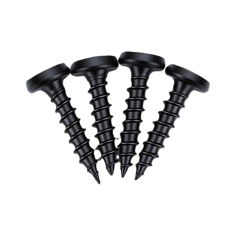 Four black screws for Speaker Corner Protector For Cabinets, Guitar Amps, And Furniture, Stackable Right Angle Corner Guard
