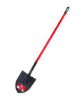 Round Point Heavy Duty Shovel With Fiberglass Long Handle For Gardening And Landscaping, Rugged Steel Build, Flat Head Design