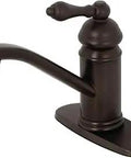 Old School Vintage Bathroom Faucet With Push Pop Up Drain In Oil Rubbed Bronze Solid Brass Construction Ceramic Disc Cartridge