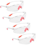 Rugged 4 Piece Set Of Anti Fog Safety Glasses Featuring Rock Solid Polycarbonate Shields And Soft Silicone Gaskets For Heavy Duty Workshop Protection clear glasses with pink accents