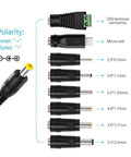 Versatile 12W Universal ACDC Power Adapter With Eight Tip Sizes, Adjustable 3V To 12V DC Output, 1000mA Max, tip connectors visible