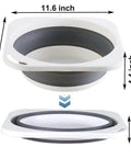 Road Trip Ready Lightweight Folding Wash Basin One Point Four Gallon Capacity No Fuss Bpa Free Plastic Soaking Tub For Dorm Life Camping Treks And Housework Tasks Matte Grey, showing dimensions 11.6x4.4 inches.