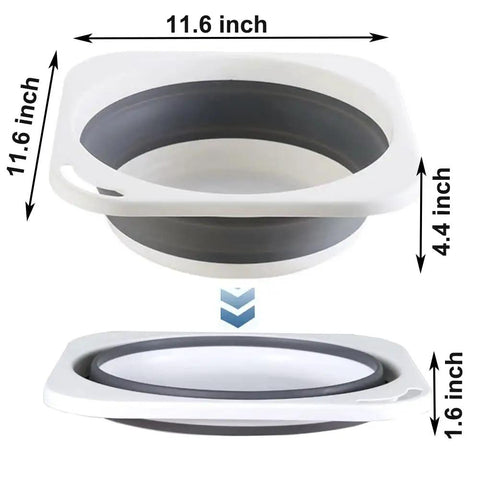 Road Trip Ready Lightweight Folding Wash Basin One Point Four Gallon Capacity No Fuss Bpa Free Plastic Soaking Tub For Dorm Life Camping Treks And Housework Tasks Matte Grey, showing dimensions 11.6x4.4 inches.