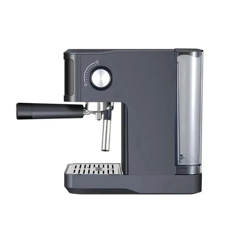 Kickstart Your Daily Hype With This Top Shelf Italian Espresso Coffee Maker with sleek gray design and steam wand.