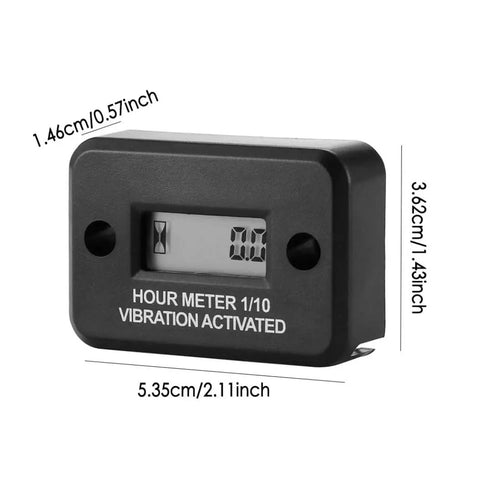 Peel And Stick Vibration Hour Meter Wireless Digital Waterproof Engine And Motor Gauge For Lawn Mower And Outdoor Equipment DJ 103 Easy Install No Wiring Required Durable And Accurate Timed Readout, black 5.35 x 3.62 cm