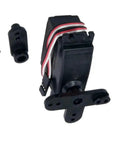 Heavy Duty 1/10 Electronic Servo Motor Dropping Beast Mode Torque With No Sweat Moisture Armor For Rock Solid Scale Model Mods And Dead Simple Rc Part Swaps, black servo motor with metal gears and connectors.