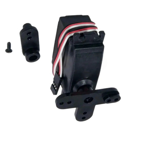Heavy Duty 1/10 Electronic Servo Motor Dropping Beast Mode Torque With No Sweat Moisture Armor For Rock Solid Scale Model Mods And Dead Simple Rc Part Swaps, black servo motor with metal gears and connectors.