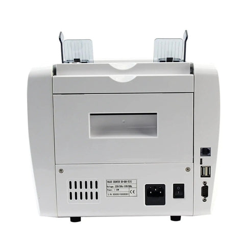 Back view of Professional No Sweat Cash Counter With Lcd Screen Bill Validator And Ultraviolet Fake Money Detector.