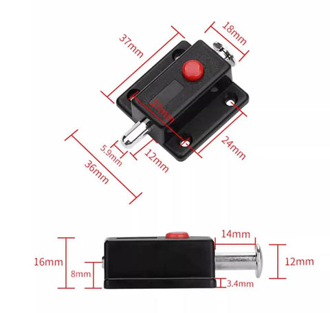 10 Pack Hella Sturdy Automatic Spring Latch Bolt For Cabinets Drawers And Doors black 37x35mm ABS housing with iron pin