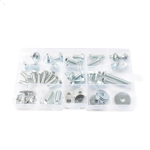 62 Pcs Carbon Steel Fasteners Bolts Washers And Nuts Kit For CR250R 1988 1996 Dirt Bike Replacement Hardware BK5075 Zinc Plated For Durability Wear Resistance And Easy Install, assorted bolts and washers in organizer