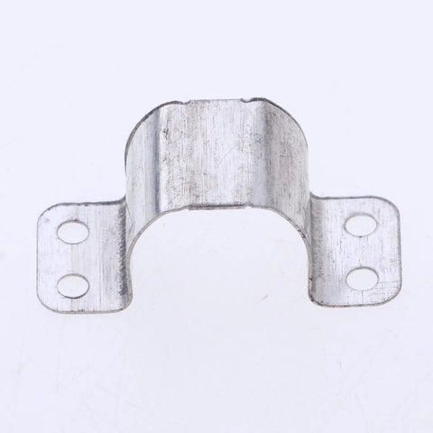 Metal N20 micro motor mounting bracket, silver, front close-up showing side flanges with two holes per side