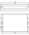 StepperOnline CNC driver mounting plate schematic (front and side views) with hole pattern; 112 mm wide, 75.5 mm tall