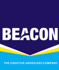 Beacon logo with the text 'The Creative Adhesives Company' under it, featuring blue and yellow design elements.