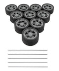 Dope 10 Pack Toy Car Wheels With 5 Round Shaft Axles For RC Cars And Robots DIY Model Building Parts Rubber Tires 2mm Shafts 40mm WD