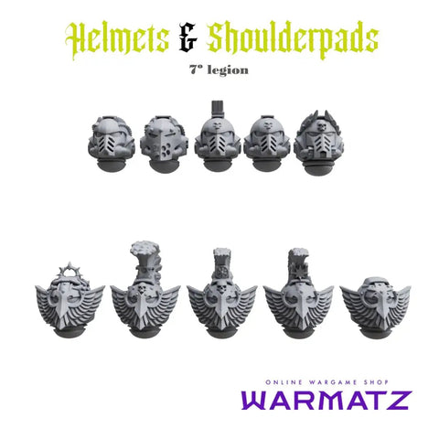 Gray Helmets And Shoulder Pads Army Gear Pack For Uncustom Armies 7th Legion Featuring 40 Helmets