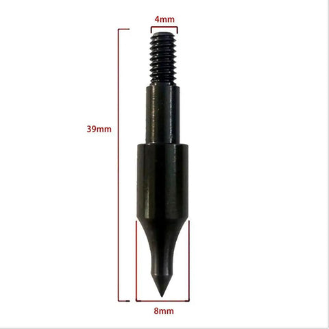 24 Pack Steel 100 Grain Arrow Field Points Screw In Practice Target Tips For Recurve Bow Compound Bow And Crossbow Bolts shown with dimensions