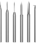 Top Shelf Wood Carving Drill Bits Set For Dremel Rotary Tool With 3Mm Shank showing six precise steel engraving tools for detailed wood projects.