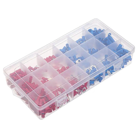 A Slick Set Of 400 Assorted Insulated Fork Wire Spade Terminals With Crimping Rings For Tough Car Wiring Jobs And General Electrical Gadgets That Keep Everything Connected Smooth.
