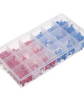 Assort 400 Pcs Insulated Fork Spade Crimp Terminals Connectors Mixed U Type Wire Lugs For Auto Car Electrical Wiring Projects And Repairs in storage box