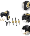 Dead Center Woodwork Punching Locator Tool For Carpentry Marking And Drawing Solid Aluminum Alloy Manual Drilling Positioner with drill bits and parts.