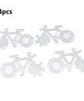 Four Do It All 14-In-1 Bicycle Multitool Cards in bike shape with stainless steel keychain tools shown on white background