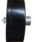 Compressor Intake Filter Silencer System, 6 Inch Metal Housing With Disposable Paper Cartridge, side view close-up.