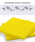 Top Shelf 20 Piece Grey Sound Proof Foam Panels For Professional Home Recording Studio Acoustic Treatment High Density Flame Retardant Wedge Tiles Quick Setup Vibe Shaper, showing yellow Wedge Foam Tiles.
