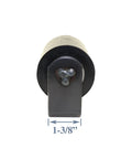 Front view of 3 Inch Sliding Gate Top Guide Roller Pair With Weld On Mounting Bracket Hard Rubber Black For Smooth Gate Guidance No Bolts Required 1 Pair Durable Weld On Bracket For Outdoor Gates Easy Install showing dimensions