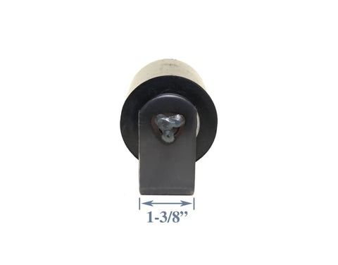 Front view of 3 Inch Sliding Gate Top Guide Roller Pair With Weld On Mounting Bracket Hard Rubber Black For Smooth Gate Guidance No Bolts Required 1 Pair Durable Weld On Bracket For Outdoor Gates Easy Install showing dimensions